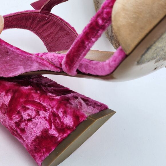 Dries Van Noten Pink Velvet Sandal Heels Size 37.5 EU - Picture 8 of 12